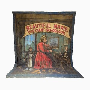 Antique Beautiful Marie The Giant School Girl Sign, 1890s