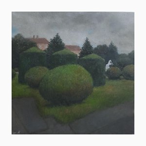 Tinatin Chkhikvishvili, Round Bushes, 2022, Oil on Canvas