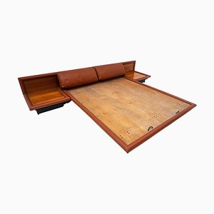 Cognac Leather Model Morna Bed by Afra & Tobia Scarpa for Molteni, Italy, 1972