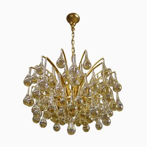 Murano Glass and Brass Tear Drop Chandelier from Palwa, Germany, 1970s