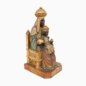Mid-19th Century Montserrat Virgin Statue, Polychrome & Plaster