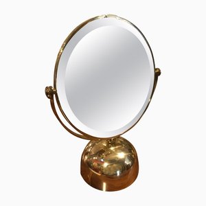 Miroir de Table de Maquillage Tournant et Ajustable en Laiton Doré