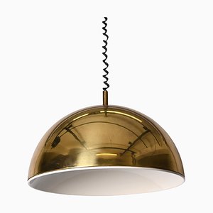 Mid-Century Italian Gilt Metal Pendant Lamp Attributed to Franco Albini, 1970s