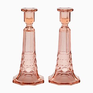 Bougeoirs Art Déco par Charles Graffart pour Val Saint Lambert Luxval, Set de 2