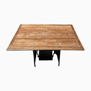 Teak Table Top with Iron Base