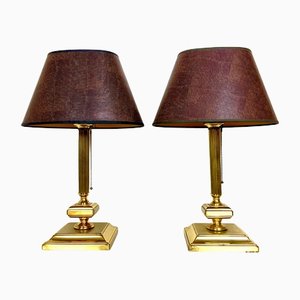 Lampes de Bureau Néoclassiques en Laiton avec Corde, Set de 2