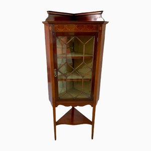 Antique Edwardian Mahogany Inlaid Corner Cabinet
