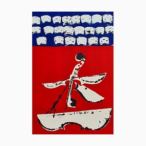 Arman, violín rojo y azul, litografía original