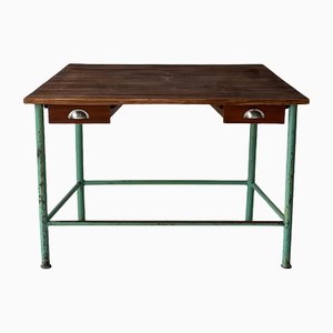 Vintage Industrial Console Table with Drawers