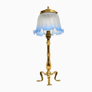 Antique Brass and Glass Table Lamp