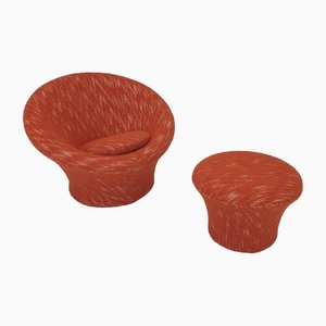 Butaca Mushroom y otomana de Pierre Paulin para Artifort, años 60. Juego de 2