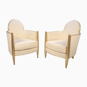 French Art Deco Armchairs in Parcel Gilt Wood, Set of 2