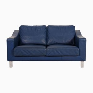 Blue Leather Two-Seater Sofa from Leolux