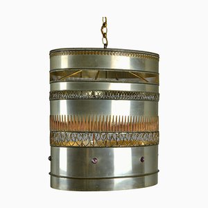 Lámpara colgante de metal con adornos de latón y cobre