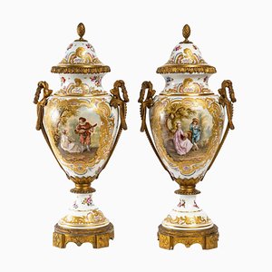 19th Century Porcelain Covered Vases from Sèvres, Set of 2