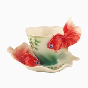 Goldfish Teacup & Saucer from Franz Collection, Set of 2