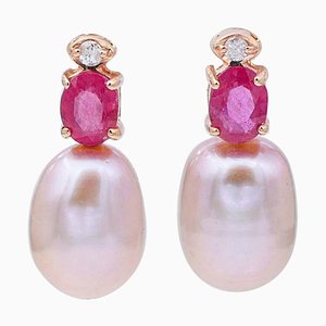 Aretes de oro rosa de 18 kt. Juego de 2