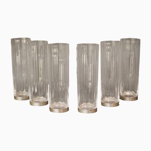 Mid-Century Glasses with Silver Bases, Set of 6
