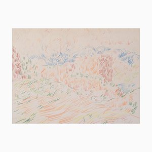 Abstrakte Expressionistische Landschaftszeichnung, 1968, Crayon on Paper