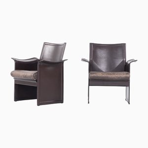 Vintage Armchairs in Leather by Tito Agnoli for Matteo Grassi, 1970, Set of 2