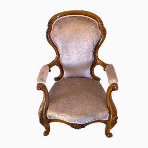 Antique Victorian Carved Walnut Armchair