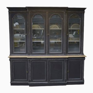 Large Bookshelf or Cabinet in Black Patinated Cherry & Leather