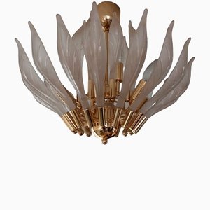 Lampada da soffitto vintage in vetro di Murano di Franco Luce