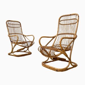 Bamboo Armchairs attributed to Tito Agnoli, 1960, Set of 2