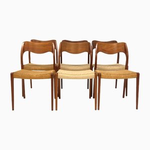 Model 71 Chairs in Rosewood by Niels O Møller, Denmark, 1960s, Set of 6