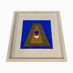 Italo Valenti, Pyramiden in Blau, 1973, Collage und Gouache