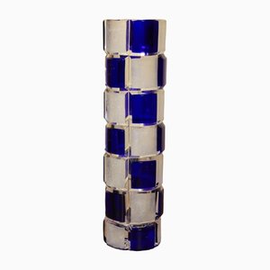 Blue Checkered Crystal Vase