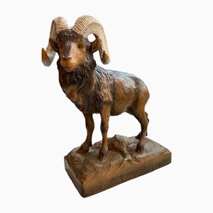 Black Forest Style Carved Wood Sheep
