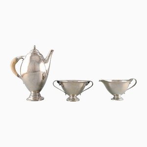 Servicio de café de plata esterlina de Johan Rohde para Georg Jensen. Juego de 3