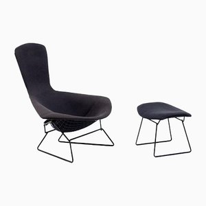 Silla Bird y otomana de Harry Bertoia para Knoll International. Juego de 2