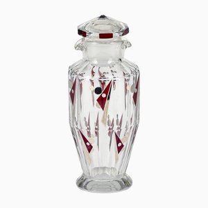 Art Deco Glass Vase with Silver Decorations by Karl Palda, 1930s