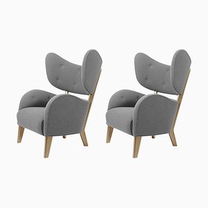 Grey Lounge Chairs in Natural Oak from Lassen, Set of 2