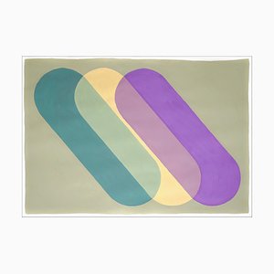 Ryan Rivadeneyra, Icône Paysage Incliné dans des Tons Pastel, 2022, Acrylique sur Papier