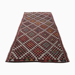 Flachgewebter türkischer Vintage Kelim Area Teppich aus Wolle