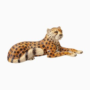 Escultura de leopardo de porcelana, años 70