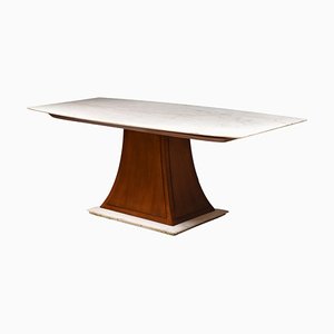 Art Deco Italian Dining Table with Marble Top, 1940s