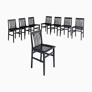 Modern Italian Black Lacquered Wood Milan Chairs by Aldo Rossi for Molteni, 1987, Set of 8