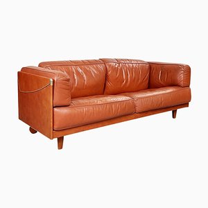 Modern Italian Brown Leather Sofa Twice by Cerri for Poltrona Frau, 1980s