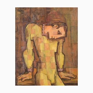 Kubistisches Porträt eines Mannes, 1960er, Öl auf Leinwand