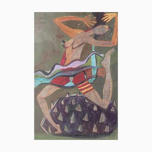 Dagmar Jelínková, Dancer, 1990s, Tempera, Watercolor, Pastel & Pencil on Paper, Framed