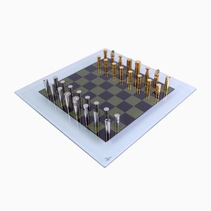 Chessboard in Crystal and Brass by Antonella Fonda, Set of 57