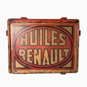 Mid-Century Wooden Box from Huiles Renault