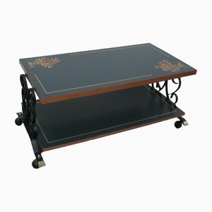 Vintage Coffee Table with Shelf in Dark Grey with Gold