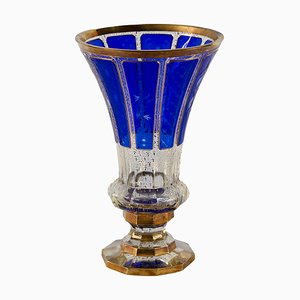 Handgefertigte böhmische Vintage Vase aus vergoldetem Glas