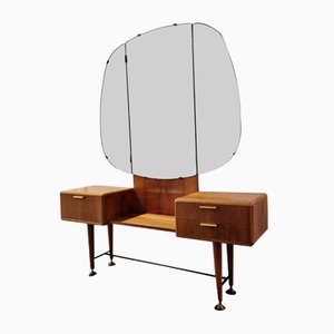 Mid-Century Art Deco Style Walnut & Brass Dressing Table by A.A. Patijn for Zijlstra Joure