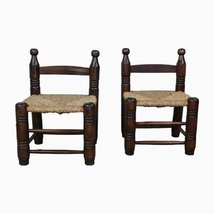 Brutalist Low Chairs in the Style of Charles Dudouyt, Set of 2